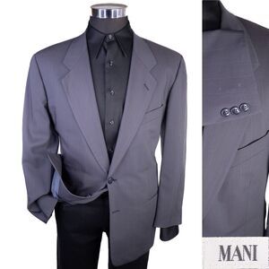 MANI Vintage Sport Coat Suit Jacket Men Size 40S Striped  Two Button